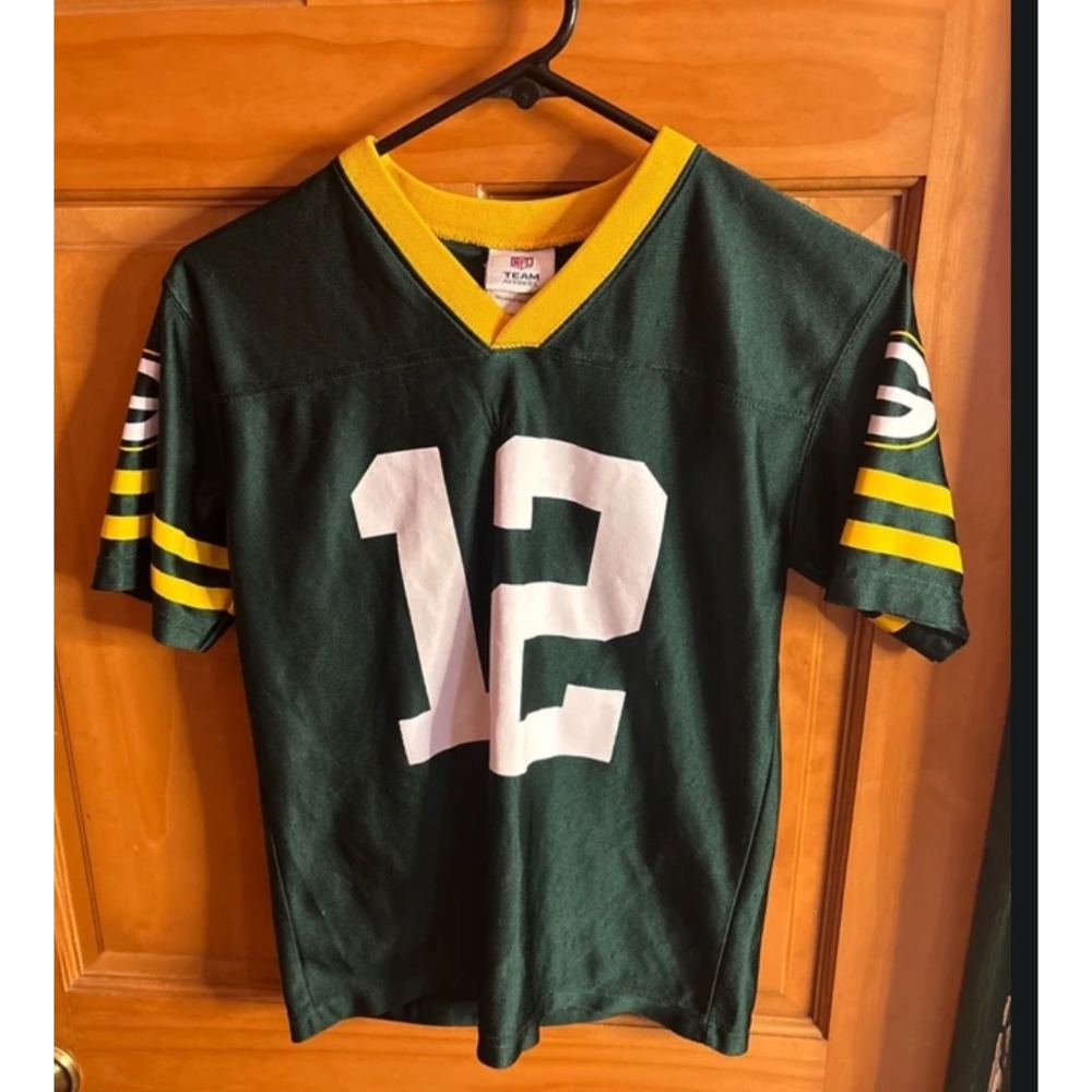 NFL Green Bay Packers Aaron Rodgers 12 Youth Jersey Large 12-14 Green Gold